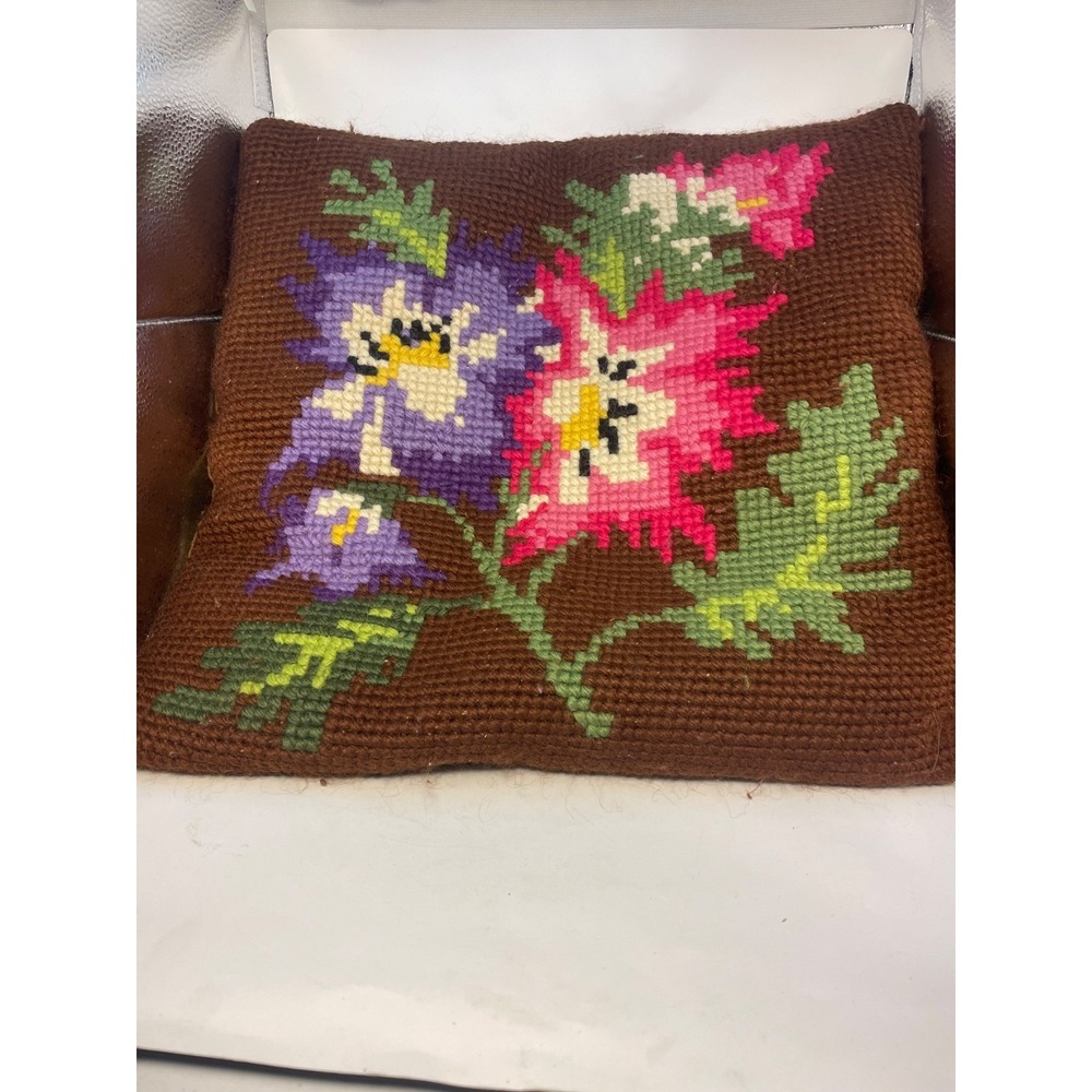 DIY Needlepoint/Tapestry Pillow Kit "Clematis Flowers"‎ 16x16 in / 40x40 cm